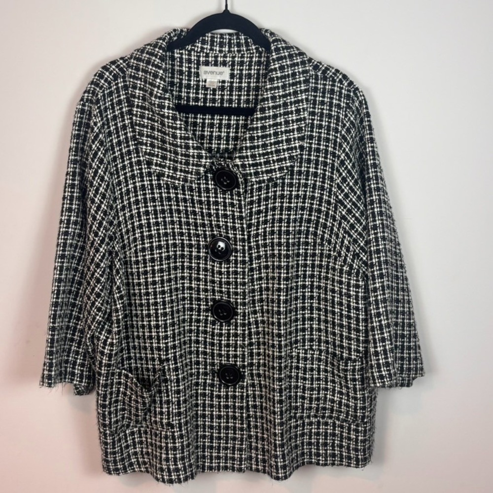 avenue womens houndstooth Retro Style Blazer Jacker sz 22/24 Classic Workwear